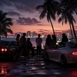 Friends gathered at a beachfront overlook
